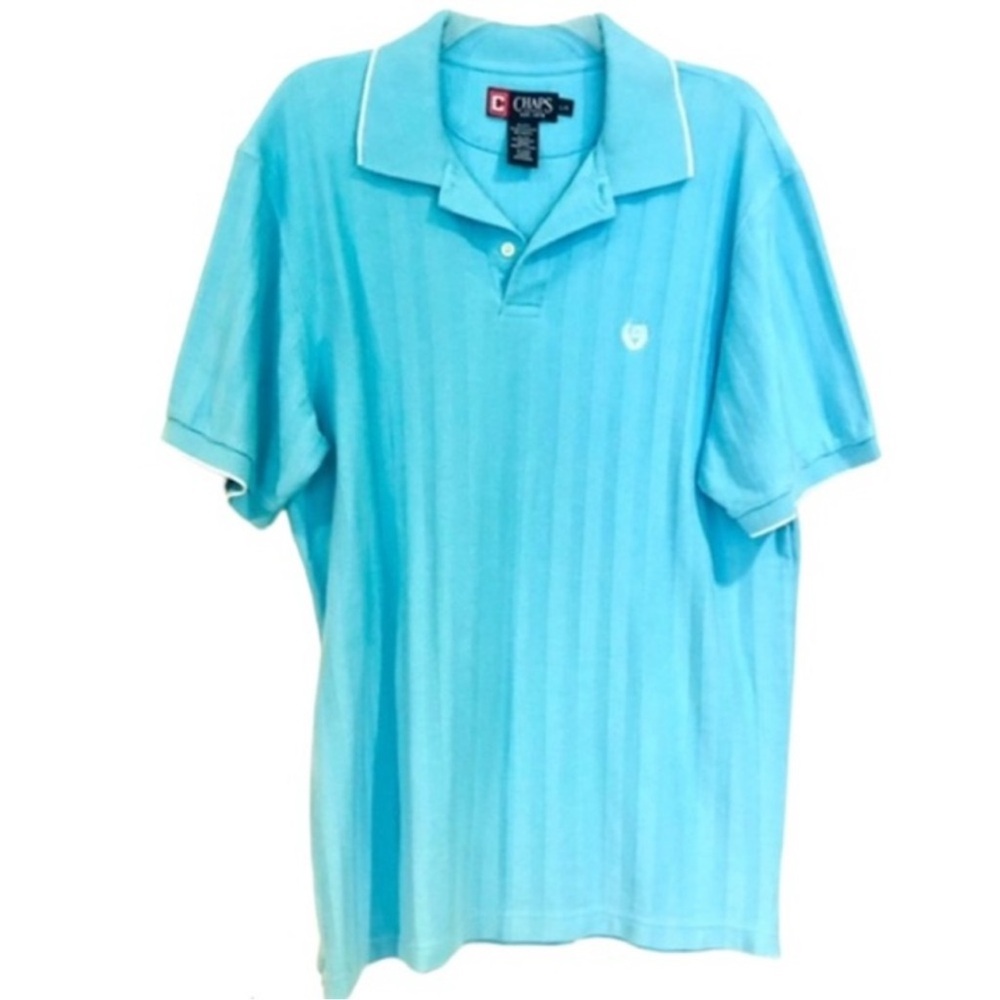 Chaps polo golf shirt in light sea blue with white logo